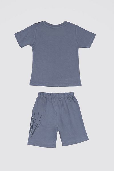 Fulla Moda Dinosaur Embossed Printed 2-Piece Boy's Shorts Suit