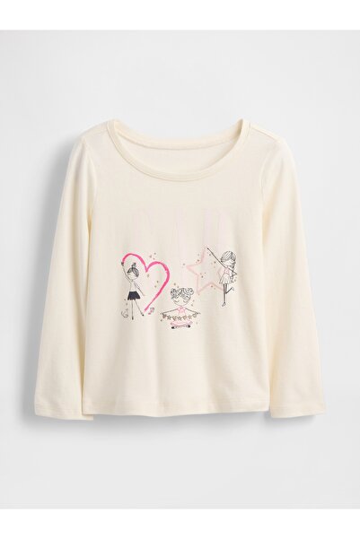 GAP Kız Bebek Krem Logo T-Shirt