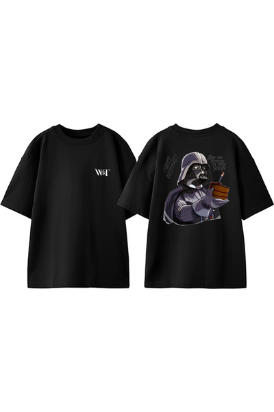THEWERT Χρόνια πολλά Darth Vader Design Back Printed Cotton Black Oversize T-...