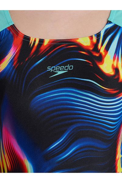 SPEEDO Pt Plmt Pwrbck Female Child Swimmer Swimsuit Turquoise-Blue