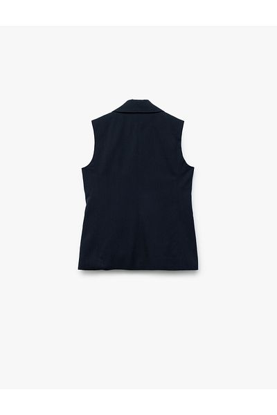 Koton Double Breasted Collar Sleeveless Viscose Blended Basic School Vest
