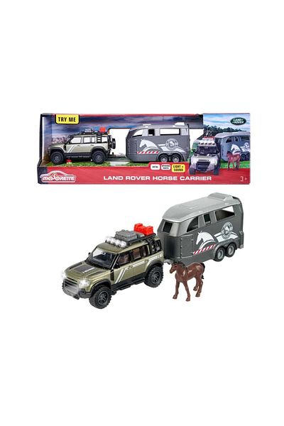 Majorette Land Rover cu remorca de transport cai