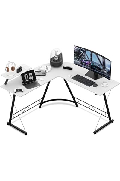 SKY TOUCH مكتب كمبيوتر SKY-TOUCH على شكل حرف L | مكتب ألعاب | محطة عمل كمبيوتر | مكتب منزلي | مكتب زاوية