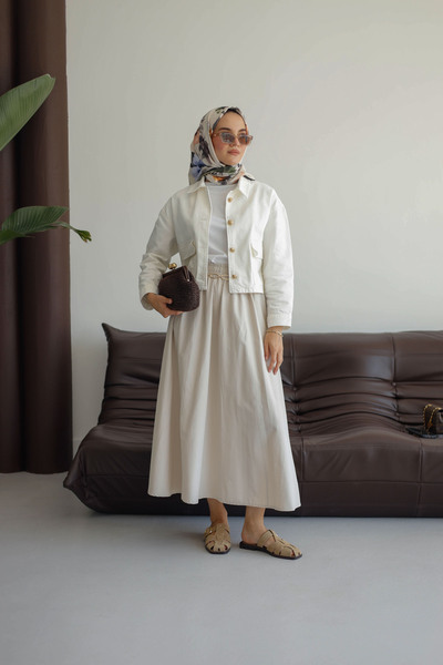 MOONSC Double Pocket Skirt with Elastic Waist