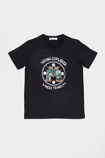 Fulla Moda 100% Cotton Binocular Embroidered Boy's T-Shirt