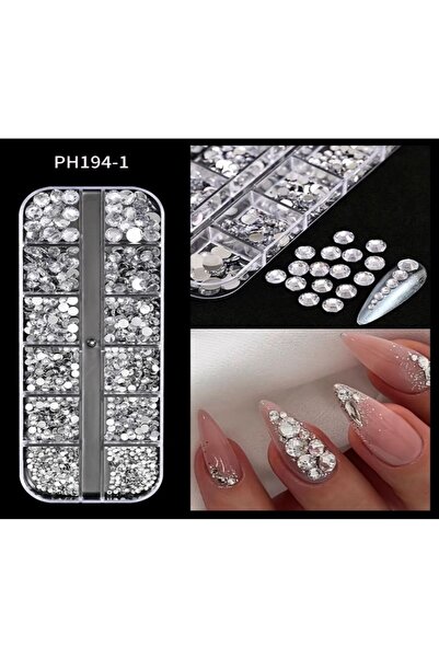 QNAİL PROFESSİONAL Tırnak Süsleme Taşı Seti - 12'li Kutu GÜMÜŞ RENK