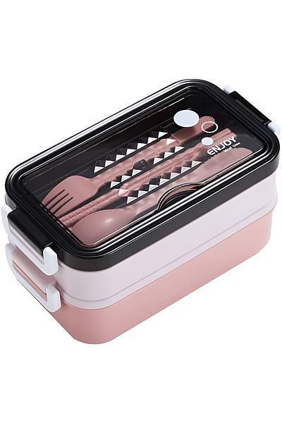 Cozy Nest Bento Lunch Box for Adults & Kids 2 Compartments and Divider with Cutlery Set for School & Work