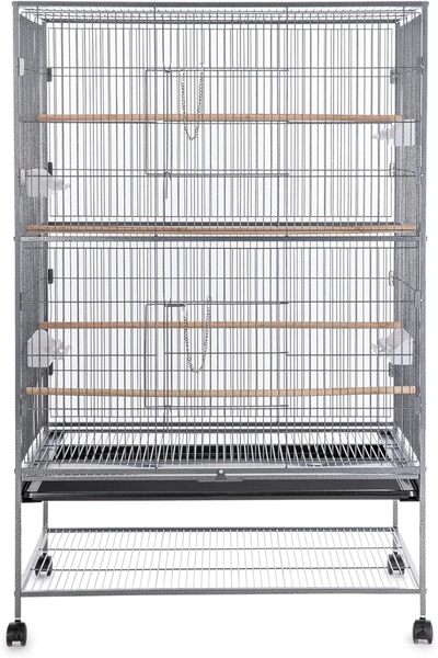 Egardenkart 153cm Wrought Iron Standing Large Flight King Bird Cage for Cockatiels African Grey Qu