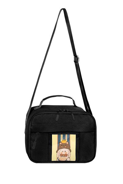 KAFF Black Korean Kawaii Style Thermal Insulated Lunch Box with Accessories -25601