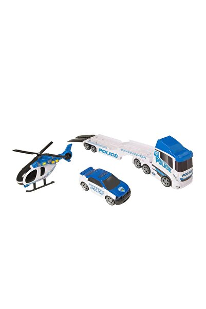Teamsterz Camion transportator de politie cu masina si elicopter HTI XL 69 cm
