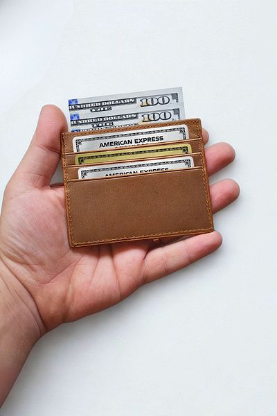 VANİLLA COLLECTİON Tan Genuine Crazy Leather Unisex Credit Card Holder Ultra-Thin Minimal Design Silky Texture