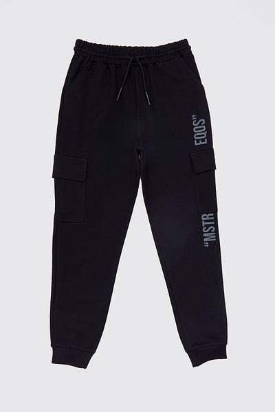 Fulla Moda Text Printed Cargo Pocket Boys' Sweatpants