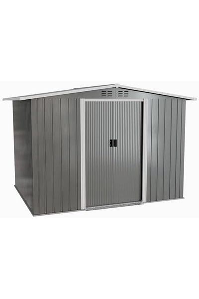 Egardenkart EcoShield Zinc Steel Storage Shed with Double Sliding Doors (Light Grey)