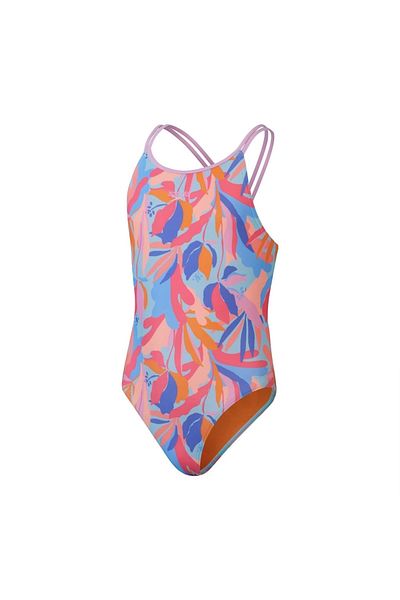 SPEEDO Printed Twinstrap Girl's Swimmer Swimsuit Pink-Blue