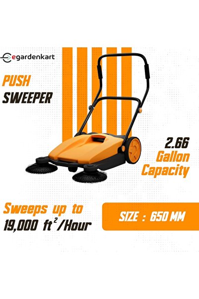 Egardenkart , Walk-Behind Outdoor Hand Push Sweeper - 2.66 Gallon Capacity