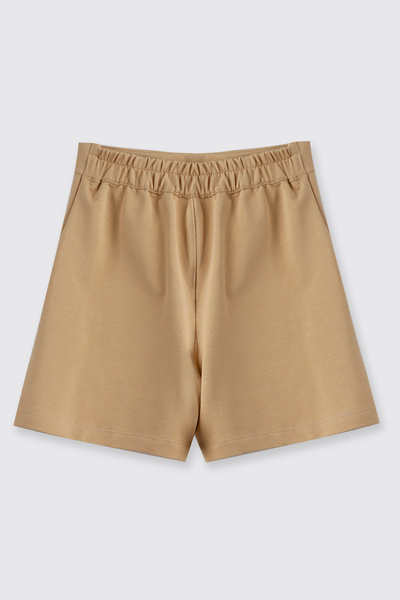 Panço Kız Çocuk Cep Detaylı Beli Yarım Lastikli Bej Şort Etek
