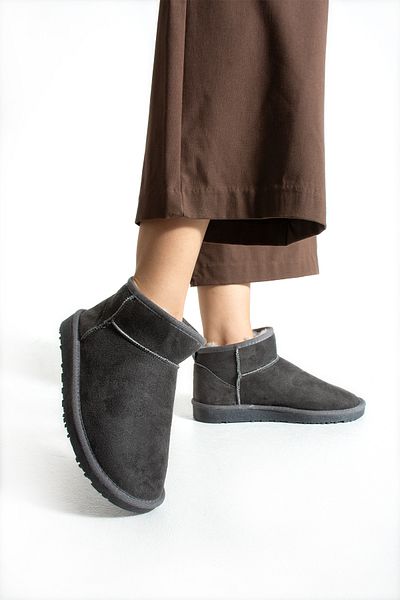 Mode Cool Mini Suede Ankle Boots with Furry Inside Flat Sole Women's Shoes