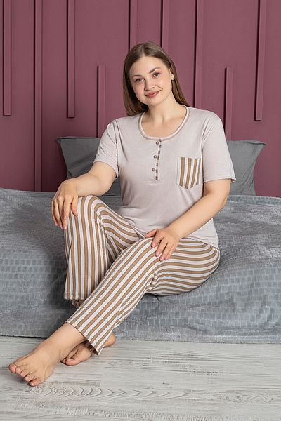 Fulla Moda Striped Plus Size Pajama Set
