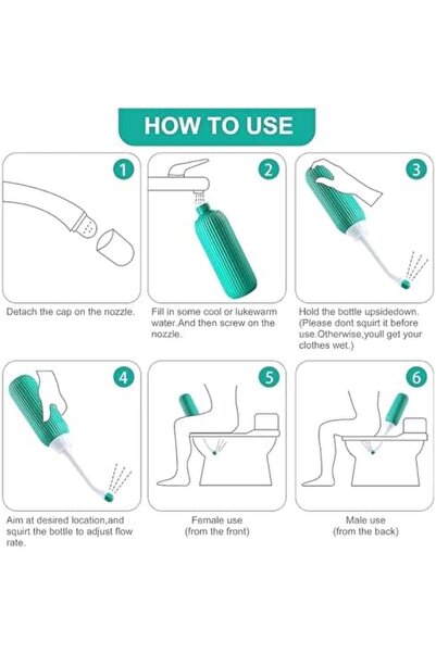 Duravel Multi-Purpose Water Bottle, Portable Bidet with Retractable Nozzle (Green, 500ml)