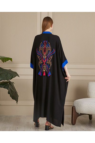 EL jadida Women's Plus Size Embroidered Viscose Long Dress