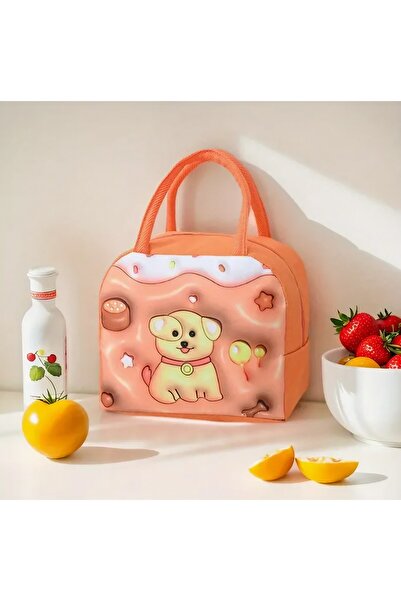 Flippy Insulated Lunch Bag with 3D Cartoon Design, Portable for Kids, Oxford Fabric, 23x13x19 cm, Br