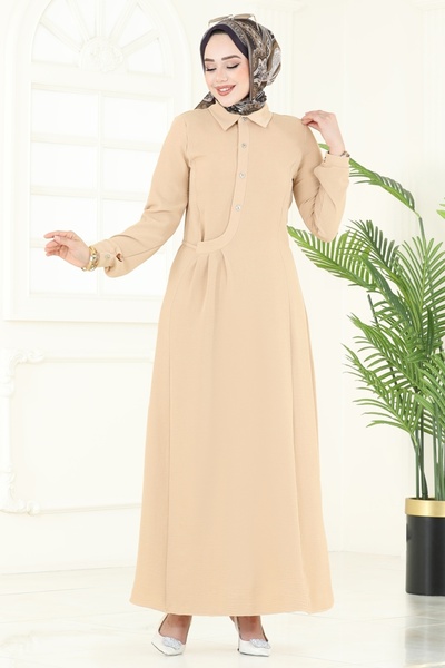 ModaMerve Half Button Aerobin Dress 3654Mh427-Ms Vision