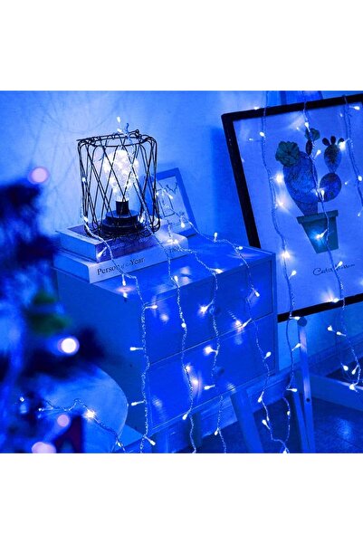 Teo Instalatie Craciun, Tip Perdea, IP44, 7 m x 1 m, 420 LED-uri, Albastru, cu flash, Transformator cu t