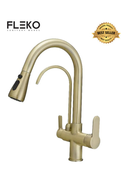 KAVİTİCARET Fleko 5 Years Warranty 3 Way Purified Spiral Kitchen Sink Faucet