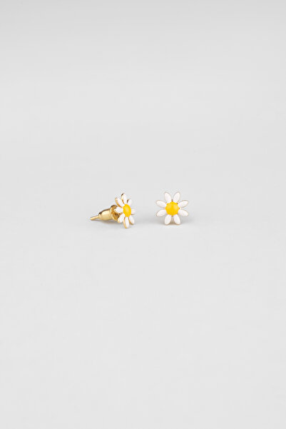 So CHIC... Kyoto Papatyası 18 Ayar Sarı Altın Kaplama Gümüş Küpe