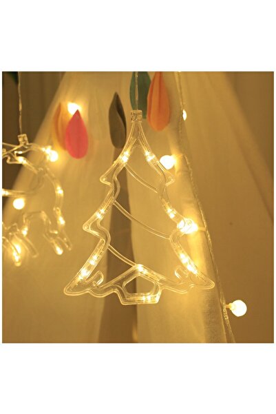 Teo Decoratiune de Craciun Luminoasa in forma de Brad, 21x13 cm, cu Ventuza, Alb Cald,