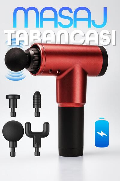 Telvesse 6 Kademeli Masaj Tabancası Sporcu Masaj Aleti 4 Başlıklı Titreşimli ...