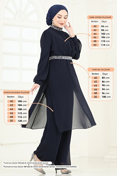 ModaMerve Kemeri Taşlı Şifon Abiye Takım 4272AB368-MS Laci