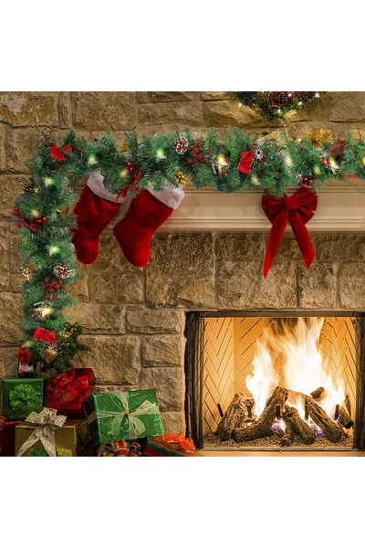 Flippy Χριστουγεννιάτικη Γιρλάντα, Flippy, Τεχνητό Έλατο, Λειτουργεί με Μπαταρία, 30 LED, 180 cm, Πράσινο