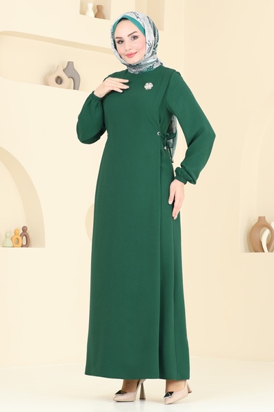 ModaMerve Side Tie Aerobin Dress 3001Bm387-Ms Emerald