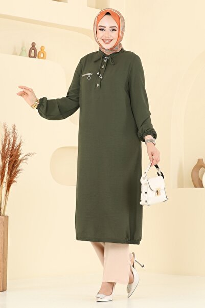 ModaMerve Yarım Düğmeli Tesettür Takım 2652SL432-MS Haki