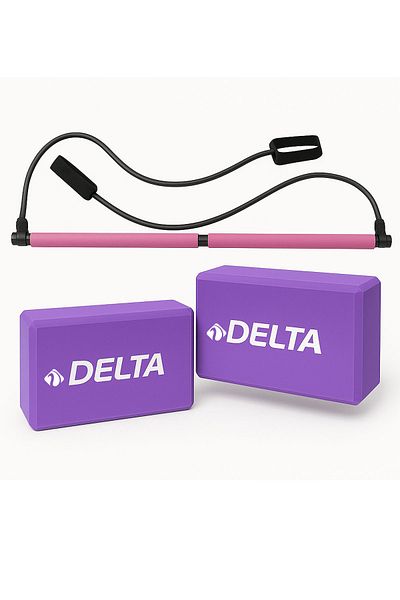 Delta Set Yoga și Stretching Stick de gimnastică + 2 Set Blocuri Yoga Pilates Violet