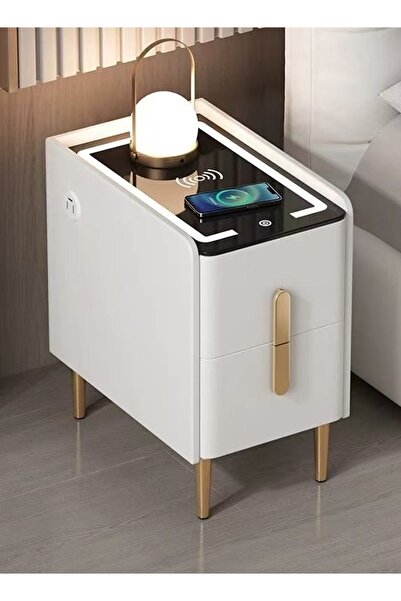 Raffine طاولة جانبية ذكية مع شحن لاسلكي وUSB وإضاءة LED 30x40x48 سم