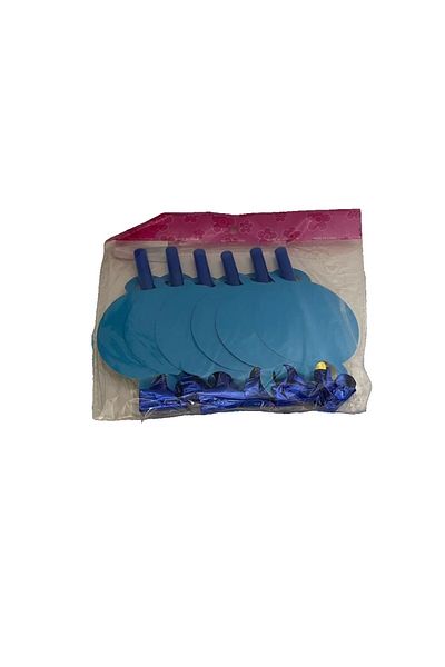 Teo Set of 6 Happy Birthday Blowers, for Party, Blue