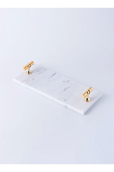 Raffine Marble Tray with Metal Handles 30x12 cm