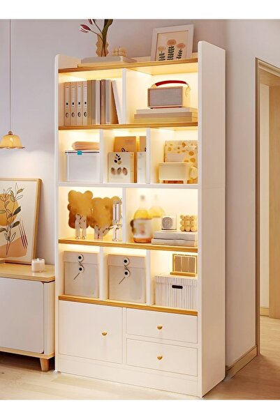 Raffine Multi-tier wooden bookshelf with large storage and vertical design for home office 80x24x180 cm