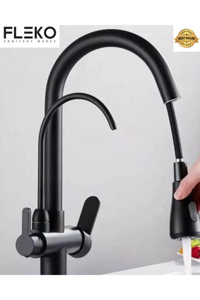 KAVİTİCARET Fleko 5 Years Warranty 3 Way Purified Spiral Kitchen Sink Faucet