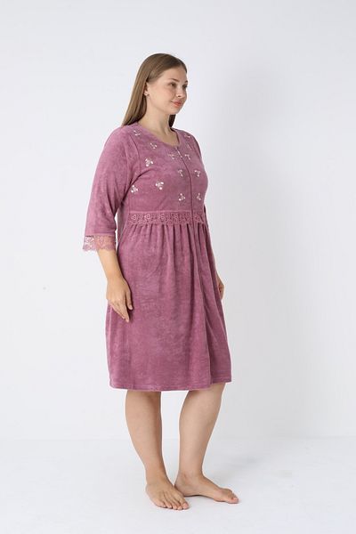 ROMEO LİFE Women's Plus Size Bamboo Micro Fabric Zippered Stylish Velvet Dress 3455-B