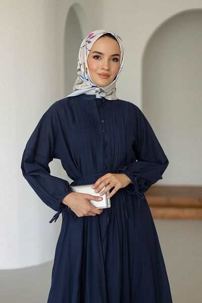 MOONSC Ribbed Cotton Linen Dress with Lining