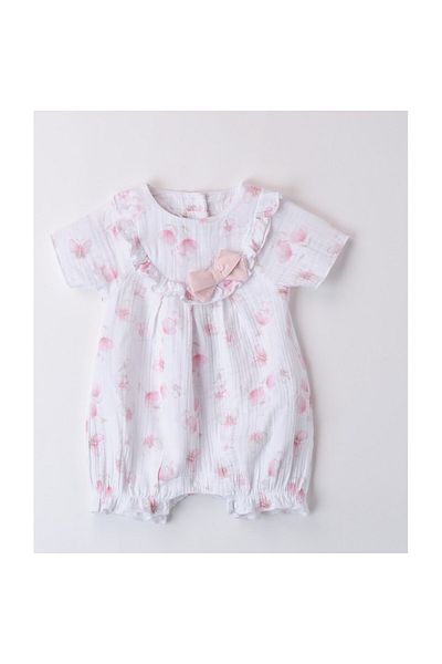 minibanda - Salopă scurtă cu imprimeu fluturi pentru fetiță, alb, roz, 80 CM