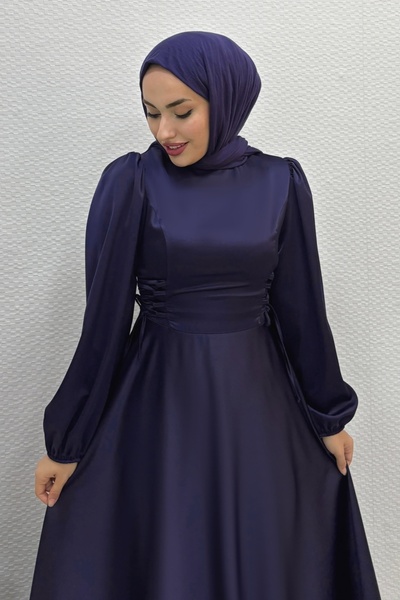 ModaMerve Beli Bağcıklı Saten Abiye 4637ALG474-MS Laci