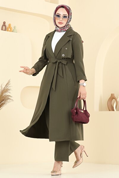 ModaMerve Kuşgözü Detaylı Tesettür Takım 2694SL432-MS Haki