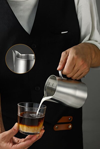 Chavin Çelik 500 ml Kahve Süt Köpürtme Potu Sütlük Pitcher mt191