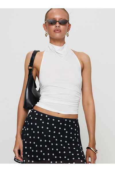 fablair Halter Neckline Gathered Short Blouse
