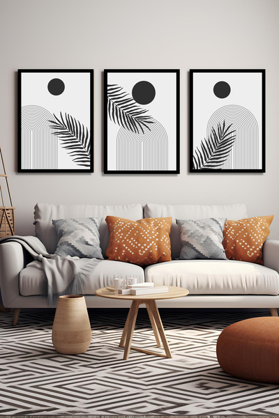 AR AJANS KANVAS TABLO Siyah - Beyaz Bahem Stil Dekoratif Çerçevesiz 'lü set MDF tablo