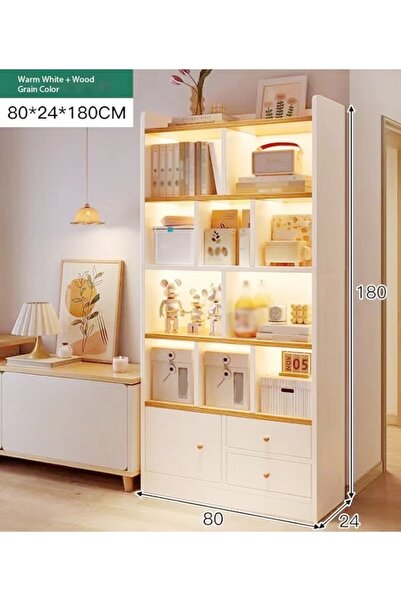 Raffine Multi-tier wooden bookshelf with large storage and vertical design for home office 80x24x180 cm